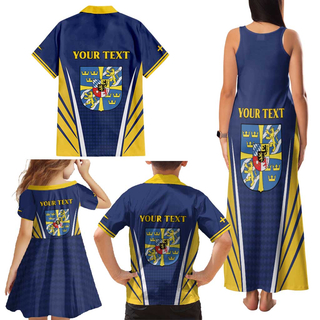 Personalized Swedish Empire 1611-1721 Family Matching Tank Maxi Dress and Hawaiian Shirt Flag Color Inspiration - Wonder Print Shop