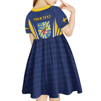 Personalized Swedish Empire 1611-1721 Kid Short Sleeve Dress Flag Color Inspiration - Wonder Print Shop