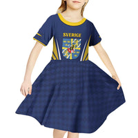 Personalized Swedish Empire 1611-1721 Kid Short Sleeve Dress Flag Color Inspiration - Wonder Print Shop