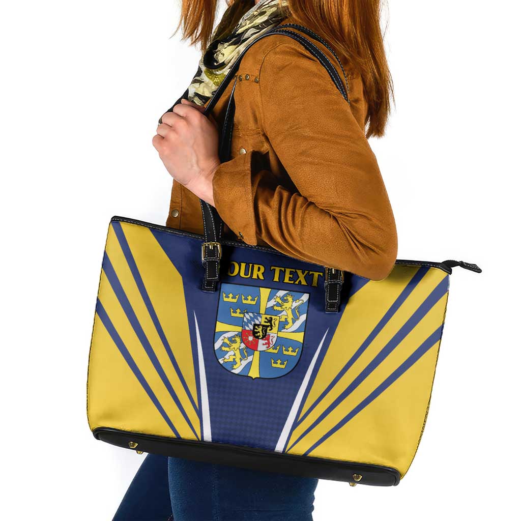 Personalized Swedish Empire 1611-1721 Leather Tote Bag Flag Color Inspiration - Wonder Print Shop