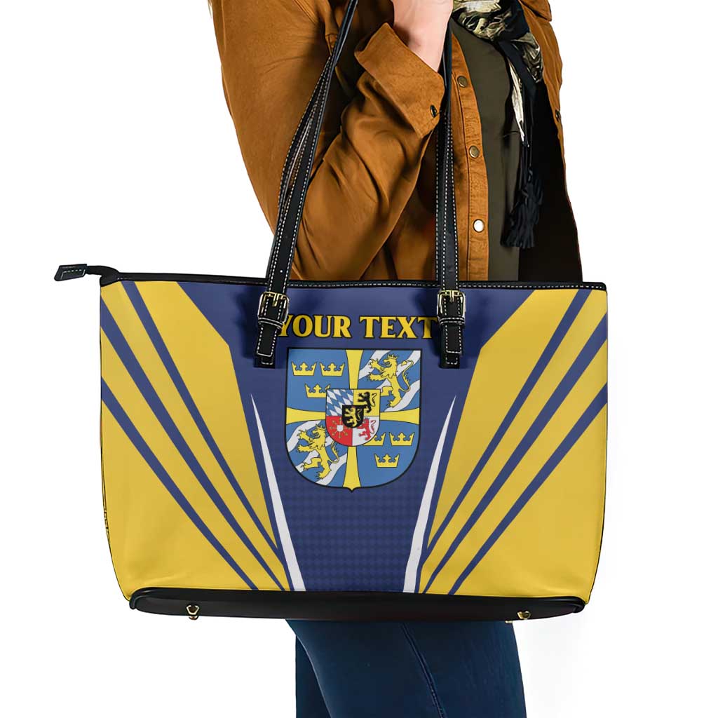 Personalized Swedish Empire 1611-1721 Leather Tote Bag Flag Color Inspiration - Wonder Print Shop