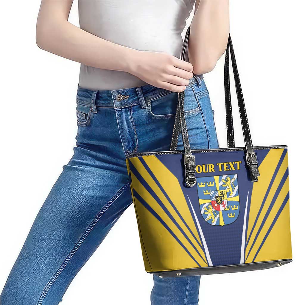 Personalized Swedish Empire 1611-1721 Leather Tote Bag Flag Color Inspiration - Wonder Print Shop