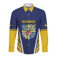 Personalized Swedish Empire 1611-1721 Long Sleeve Button Shirt Flag Color Inspiration - Wonder Print Shop