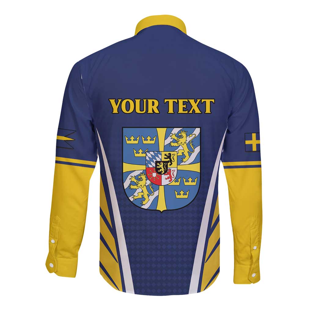 Personalized Swedish Empire 1611-1721 Long Sleeve Button Shirt Flag Color Inspiration - Wonder Print Shop