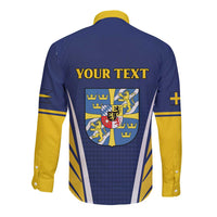 Personalized Swedish Empire 1611-1721 Long Sleeve Button Shirt Flag Color Inspiration - Wonder Print Shop