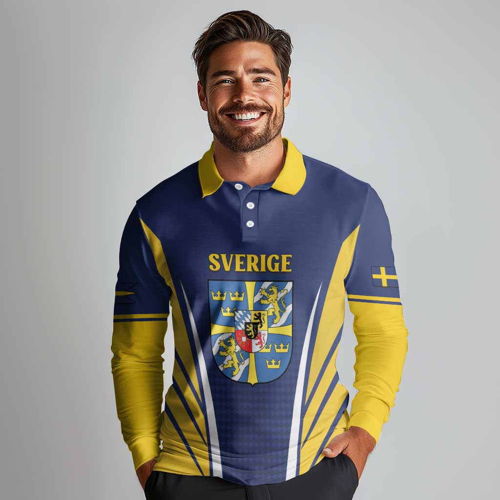 Personalized Swedish Empire 1611-1721 Long Sleeve Polo Shirt Flag Color Inspiration - Wonder Print Shop