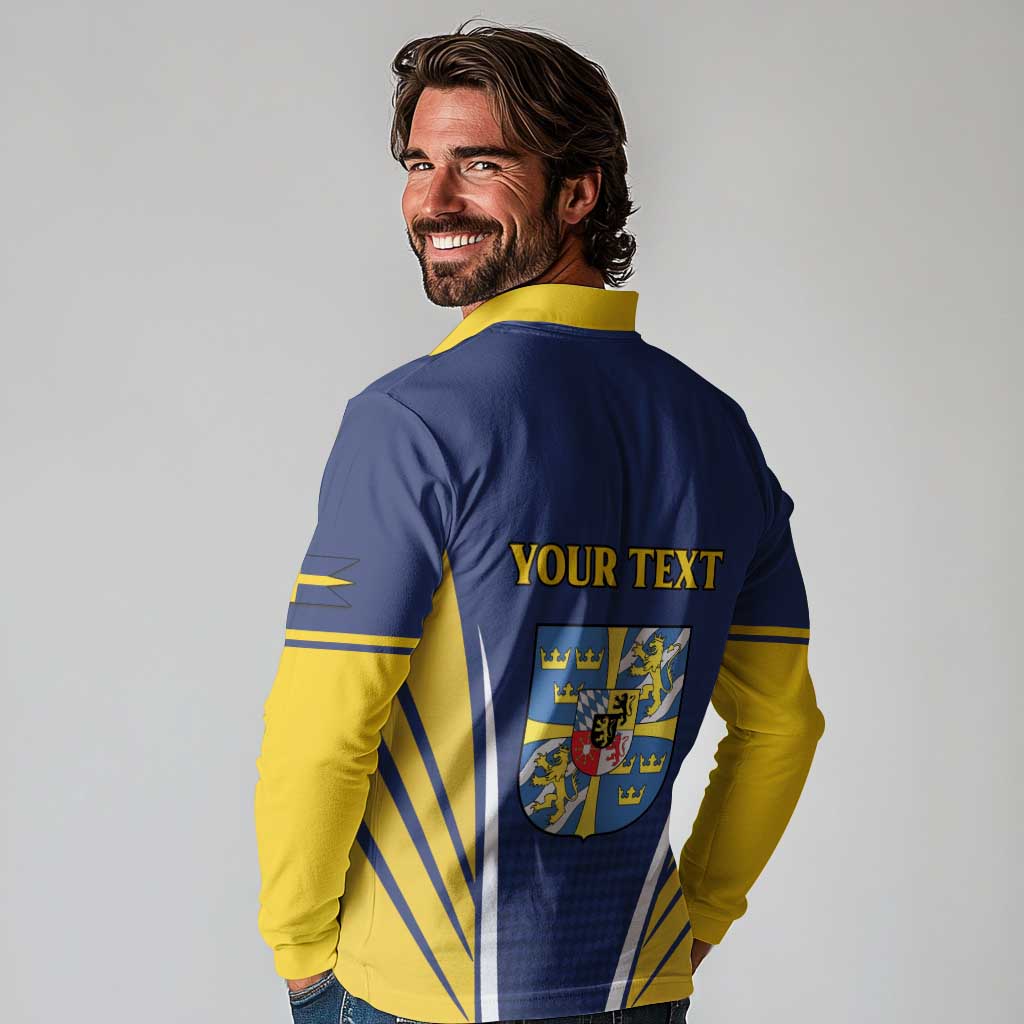 Personalized Swedish Empire 1611-1721 Long Sleeve Polo Shirt Flag Color Inspiration - Wonder Print Shop