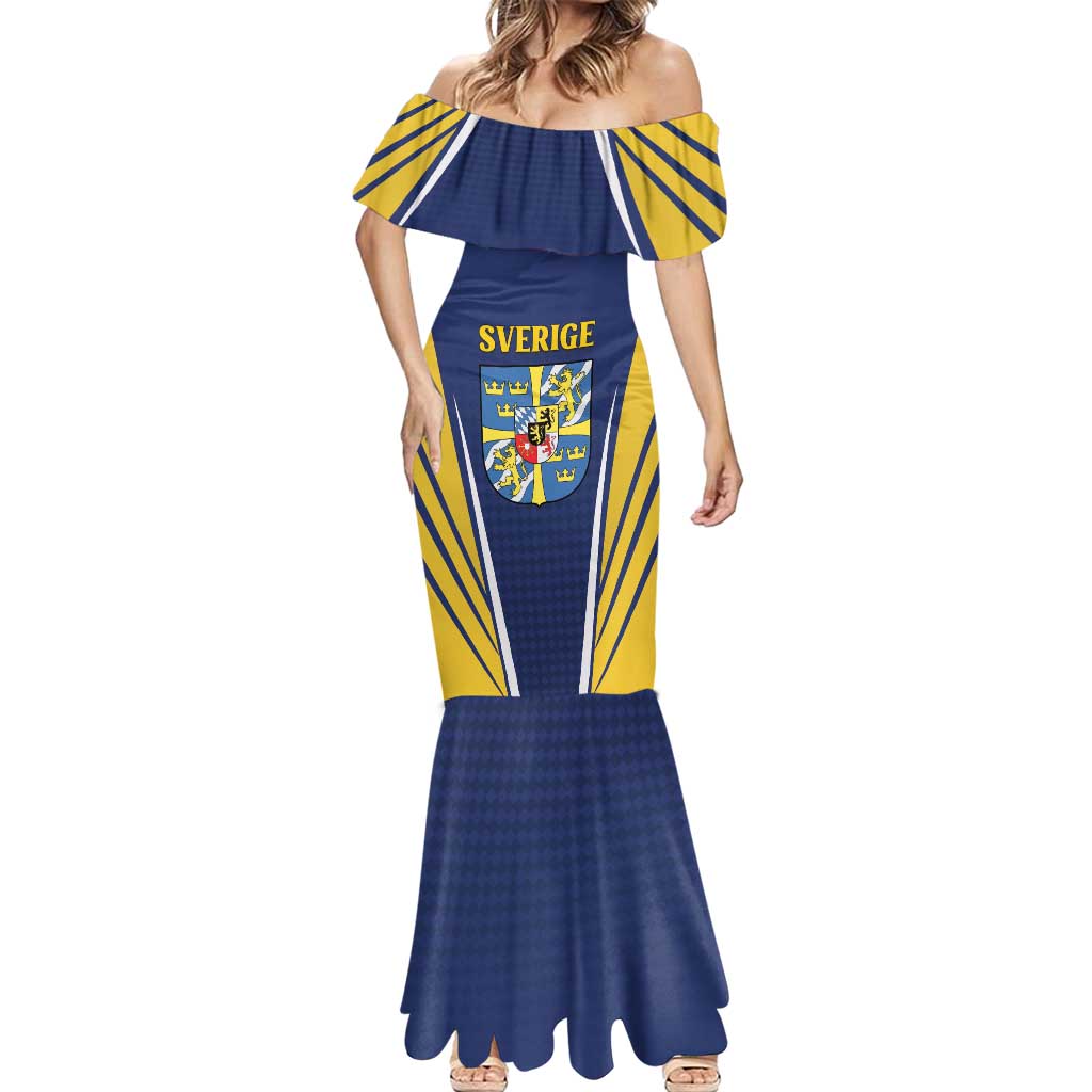 Personalized Swedish Empire 1611-1721 Mermaid Dress Flag Color Inspiration - Wonder Print Shop