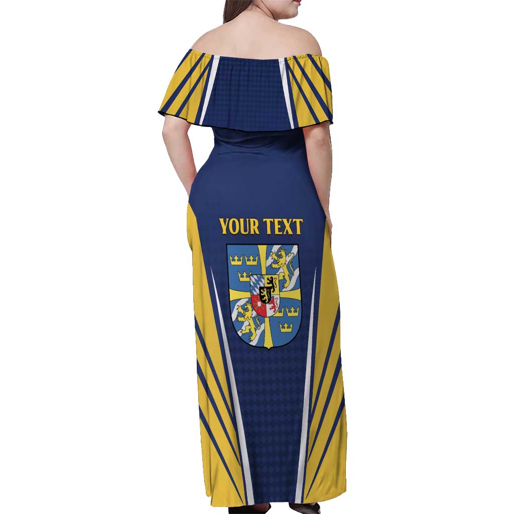 Personalized Swedish Empire 1611-1721 Off Shoulder Maxi Dress Flag Color Inspiration - Wonder Print Shop