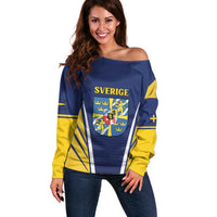 Personalized Swedish Empire 1611-1721 Off Shoulder Sweater Flag Color Inspiration - Wonder Print Shop