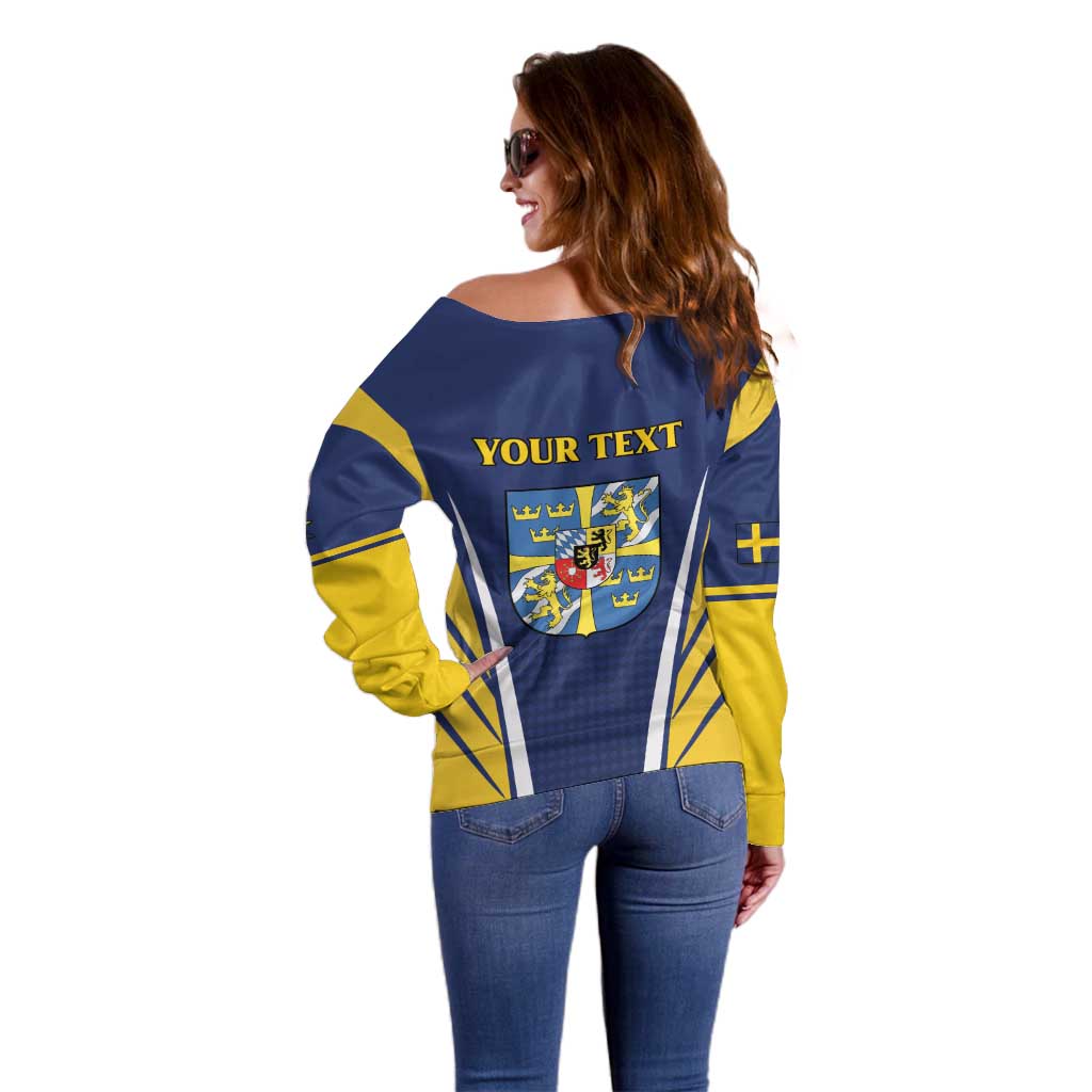 Personalized Swedish Empire 1611-1721 Off Shoulder Sweater Flag Color Inspiration - Wonder Print Shop