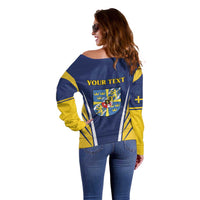 Personalized Swedish Empire 1611-1721 Off Shoulder Sweater Flag Color Inspiration - Wonder Print Shop