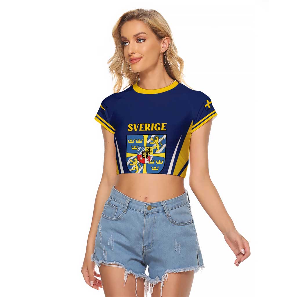 Personalized Swedish Empire 1611-1721 Raglan Cropped T Shirt Flag Color Inspiration - Wonder Print Shop