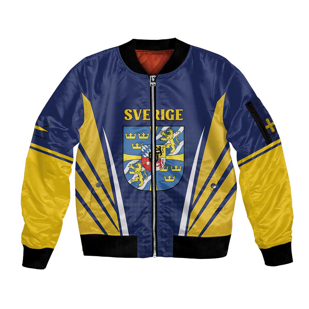 Personalized Swedish Empire 1611-1721 Sleeve Zip Bomber Jacket Flag Color Inspiration - Wonder Print Shop