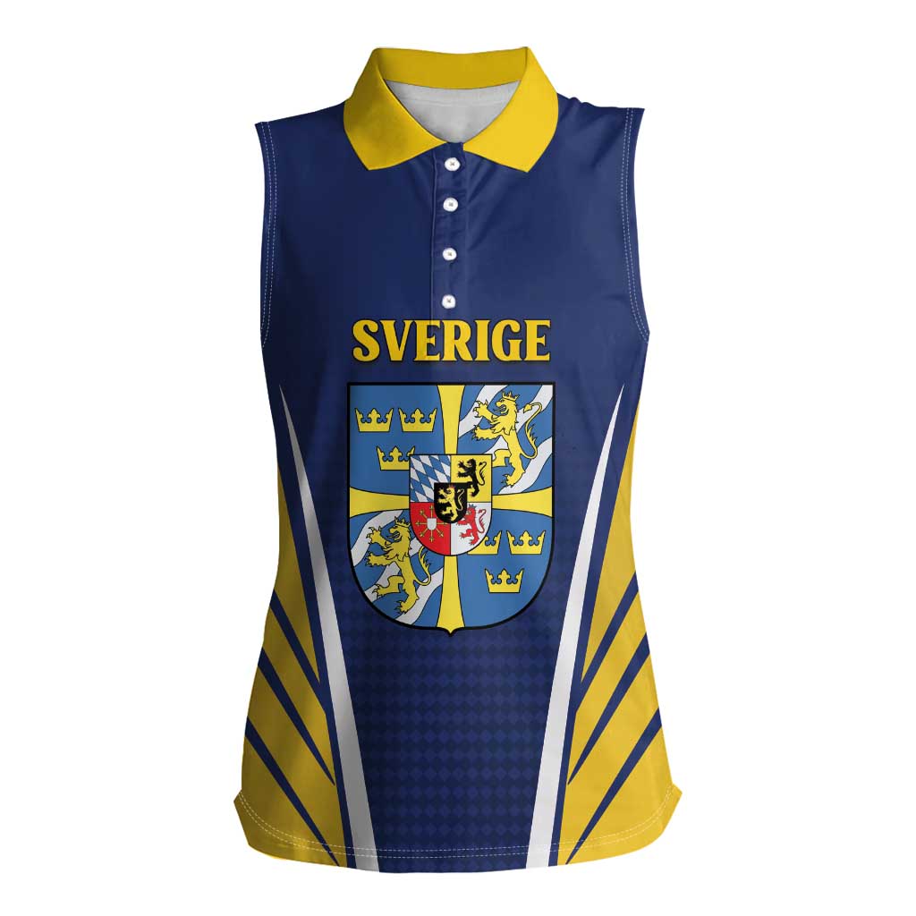 Personalized Swedish Empire 1611-1721 Women Sleeveless Polo Shirt Flag Color Inspiration - Wonder Print Shop