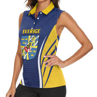 Personalized Swedish Empire 1611-1721 Women Sleeveless Polo Shirt Flag Color Inspiration - Wonder Print Shop