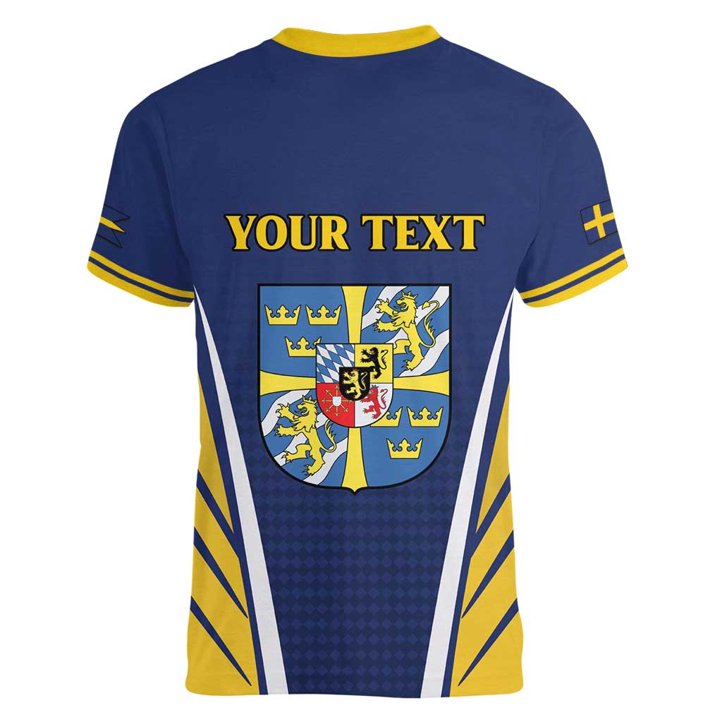 Personalized Swedish Empire 1611-1721 Women V-Neck T-Shirt Flag Color Inspiration - Wonder Print Shop