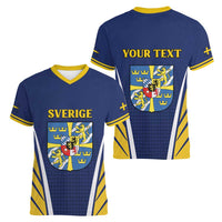 Personalized Swedish Empire 1611-1721 Women V-Neck T-Shirt Flag Color Inspiration - Wonder Print Shop