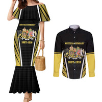Personalized Austro-Hungarian Empire 1867-1918 Couples Matching Mermaid Dress and Long Sleeve Button Shirt Flag Color Inspiration - Wonder Print Shop