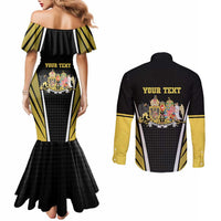 Personalized Austro-Hungarian Empire 1867-1918 Couples Matching Mermaid Dress and Long Sleeve Button Shirt Flag Color Inspiration - Wonder Print Shop