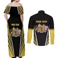 Personalized Austro-Hungarian Empire 1867-1918 Couples Matching Off Shoulder Maxi Dress and Long Sleeve Button Shirt Flag Color Inspiration - Wonder Print Shop