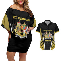 Personalized Austro-Hungarian Empire 1867-1918 Couples Matching Off Shoulder Short Dress and Hawaiian Shirt Flag Color Inspiration - Wonder Print Shop