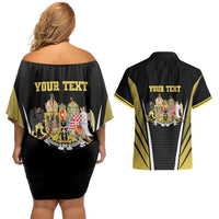 Personalized Austro-Hungarian Empire 1867-1918 Couples Matching Off Shoulder Short Dress and Hawaiian Shirt Flag Color Inspiration - Wonder Print Shop
