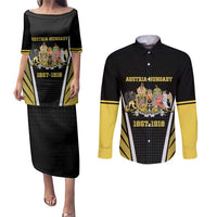 Personalized Austro-Hungarian Empire 1867-1918 Couples Matching Puletasi and Long Sleeve Button Shirt Flag Color Inspiration - Wonder Print Shop