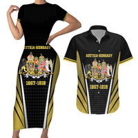 Personalized Austro-Hungarian Empire 1867-1918 Couples Matching Short Sleeve Bodycon Dress and Hawaiian Shirt Flag Color Inspiration - Wonder Print Shop