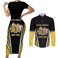 Personalized Austro-Hungarian Empire 1867-1918 Couples Matching Short Sleeve Bodycon Dress and Long Sleeve Button Shirt Flag Color Inspiration - Wonder Print Shop