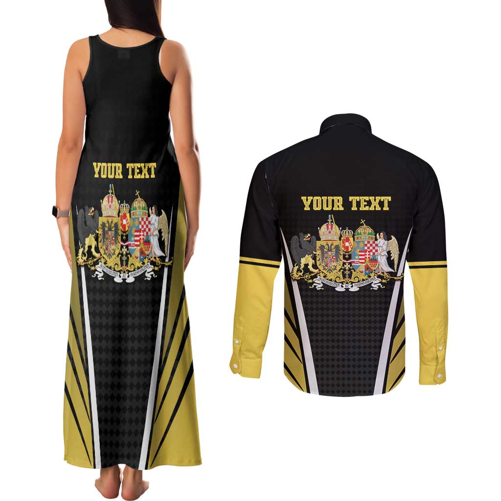 Personalized Austro-Hungarian Empire 1867-1918 Couples Matching Tank Maxi Dress and Long Sleeve Button Shirt Flag Color Inspiration - Wonder Print Shop