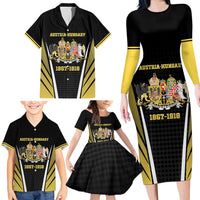 Personalized Austro-Hungarian Empire 1867-1918 Family Matching Long Sleeve Bodycon Dress and Hawaiian Shirt Flag Color Inspiration - Wonder Print Shop