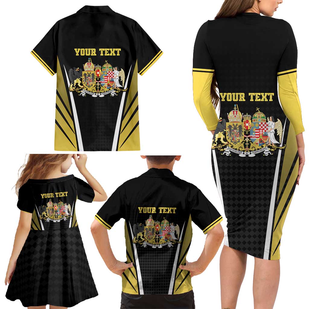 Personalized Austro-Hungarian Empire 1867-1918 Family Matching Long Sleeve Bodycon Dress and Hawaiian Shirt Flag Color Inspiration - Wonder Print Shop