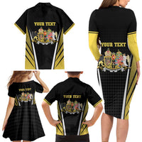 Personalized Austro-Hungarian Empire 1867-1918 Family Matching Long Sleeve Bodycon Dress and Hawaiian Shirt Flag Color Inspiration - Wonder Print Shop
