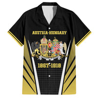 Personalized Austro-Hungarian Empire 1867-1918 Family Matching Off The Shoulder Long Sleeve Dress and Hawaiian Shirt Flag Color Inspiration - Wonder Print Shop