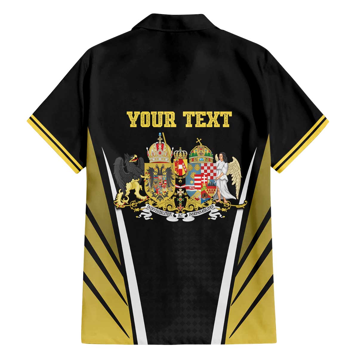 Personalized Austro-Hungarian Empire 1867-1918 Family Matching Off The Shoulder Long Sleeve Dress and Hawaiian Shirt Flag Color Inspiration - Wonder Print Shop