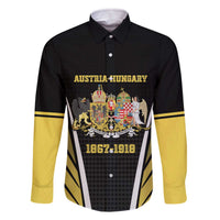 Personalized Austro-Hungarian Empire 1867-1918 Family Matching Off The Shoulder Long Sleeve Dress and Hawaiian Shirt Flag Color Inspiration - Wonder Print Shop