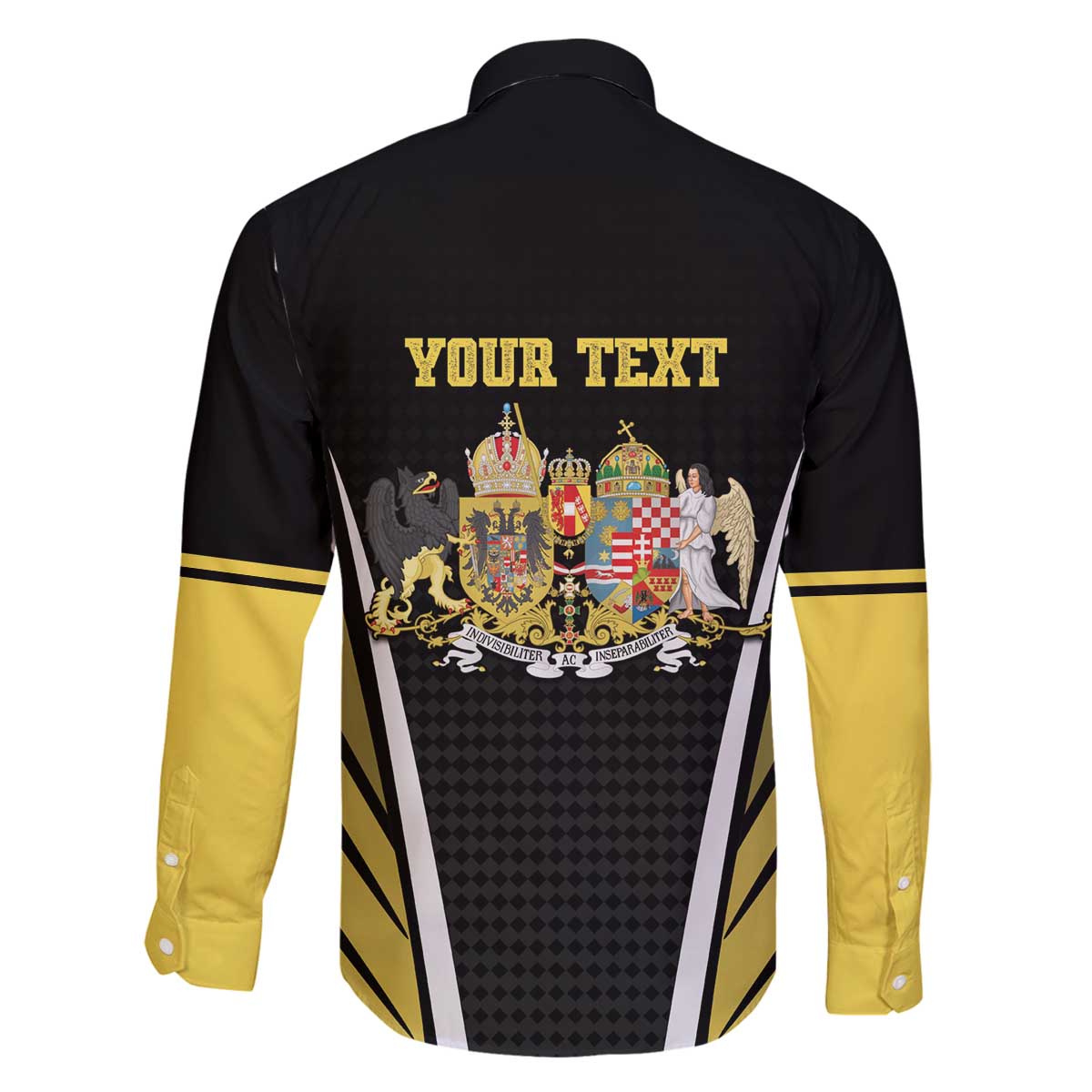 Personalized Austro-Hungarian Empire 1867-1918 Family Matching Off The Shoulder Long Sleeve Dress and Hawaiian Shirt Flag Color Inspiration - Wonder Print Shop