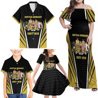 Personalized Austro-Hungarian Empire 1867-1918 Family Matching Off Shoulder Maxi Dress and Hawaiian Shirt Flag Color Inspiration - Wonder Print Shop