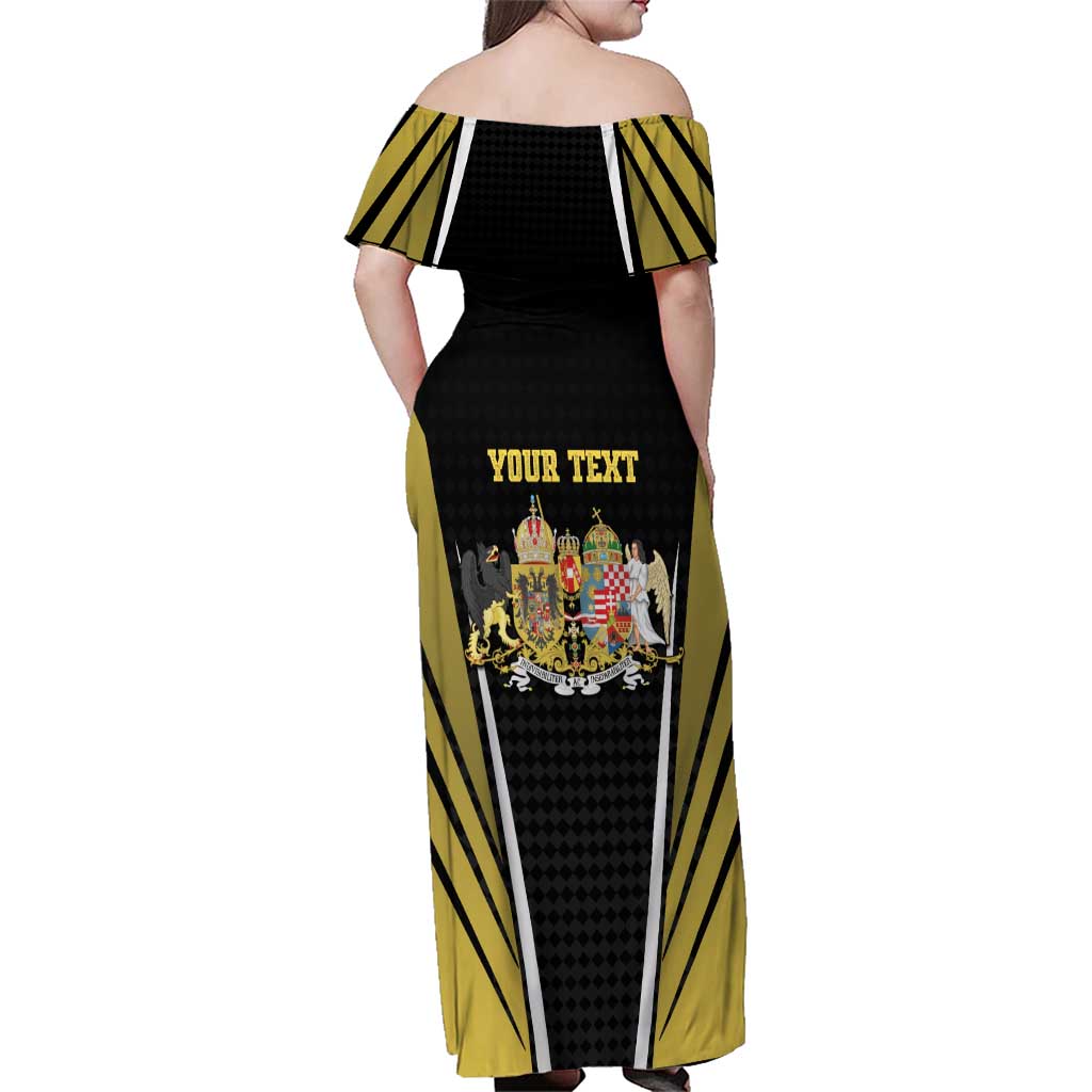 Personalized Austro-Hungarian Empire 1867-1918 Family Matching Off Shoulder Maxi Dress and Hawaiian Shirt Flag Color Inspiration - Wonder Print Shop