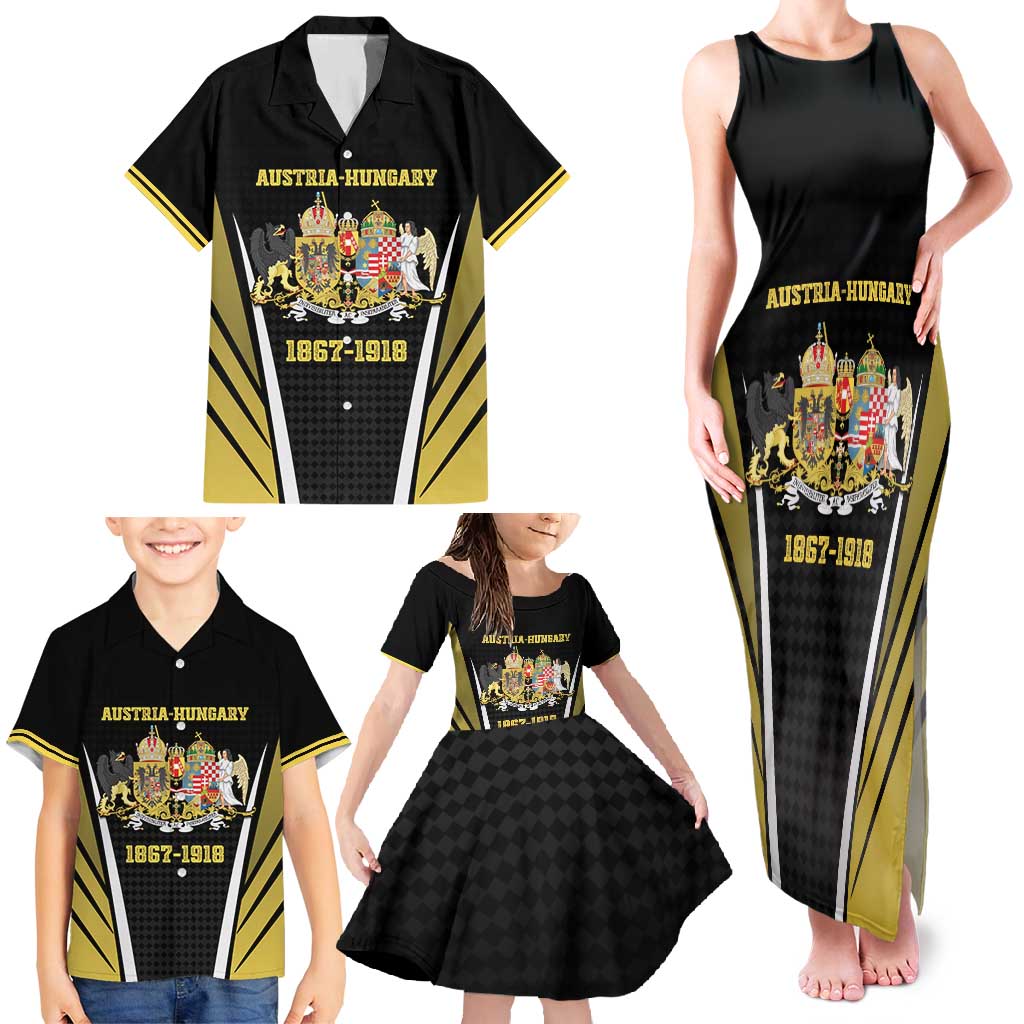 Personalized Austro-Hungarian Empire 1867-1918 Family Matching Tank Maxi Dress and Hawaiian Shirt Flag Color Inspiration - Wonder Print Shop