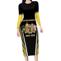 Personalized Austro-Hungarian Empire 1867-1918 Long Sleeve Bodycon Dress Flag Color Inspiration - Wonder Print Shop
