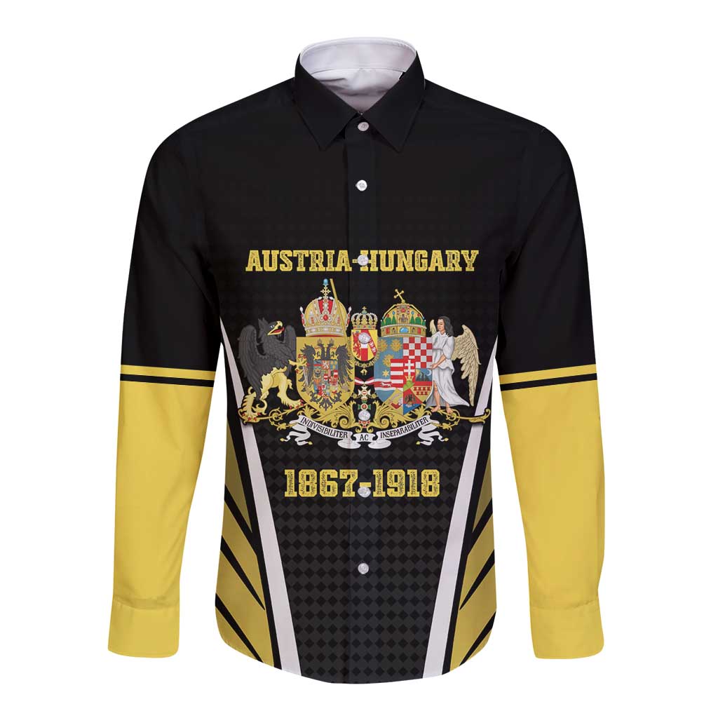 Personalized Austro-Hungarian Empire 1867-1918 Long Sleeve Button Shirt Flag Color Inspiration - Wonder Print Shop