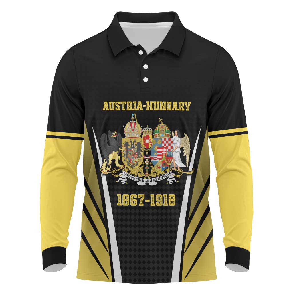 Personalized Austro-Hungarian Empire 1867-1918 Long Sleeve Polo Shirt Flag Color Inspiration - Wonder Print Shop