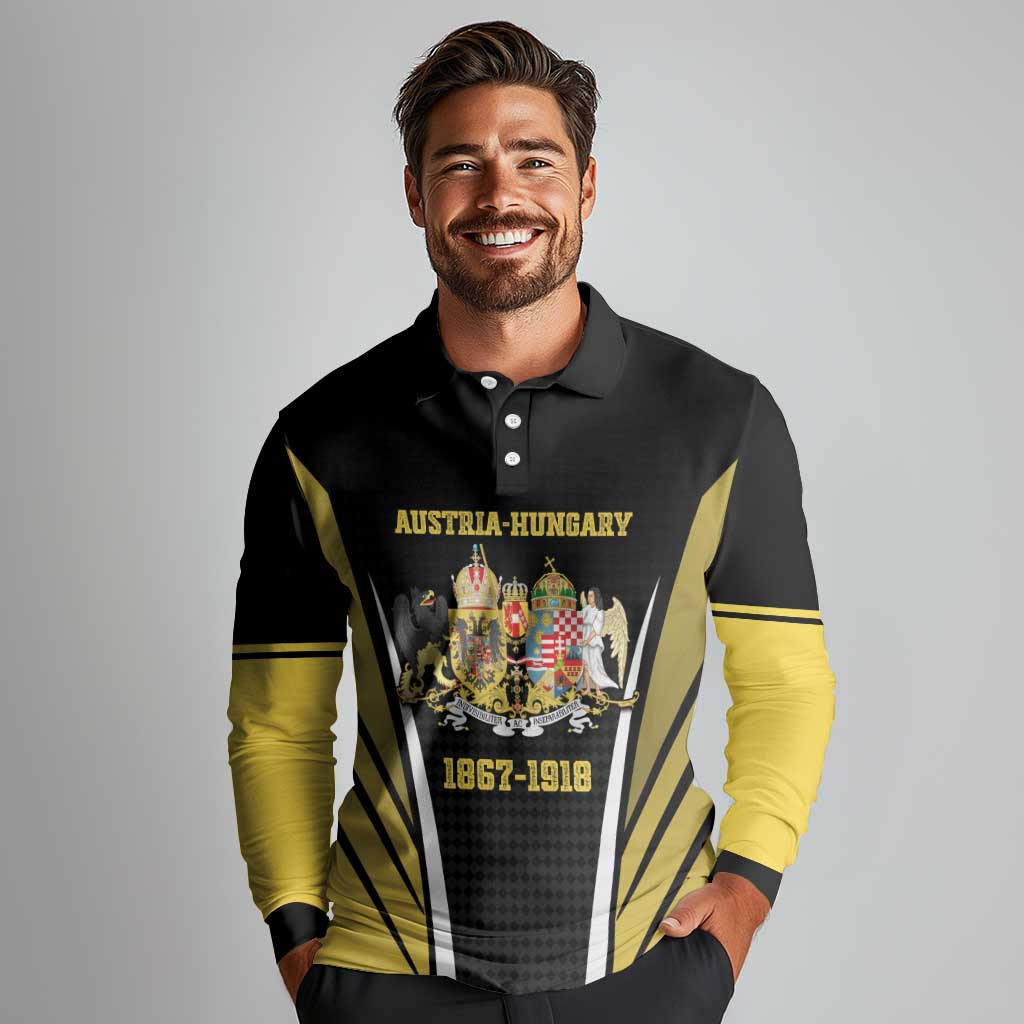 Personalized Austro-Hungarian Empire 1867-1918 Long Sleeve Polo Shirt Flag Color Inspiration - Wonder Print Shop