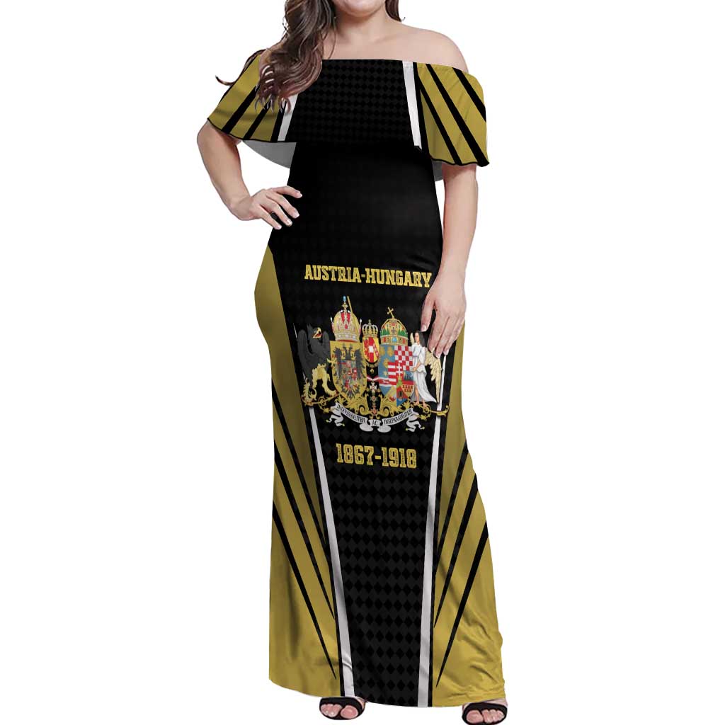 Personalized Austro-Hungarian Empire 1867-1918 Off Shoulder Maxi Dress Flag Color Inspiration - Wonder Print Shop