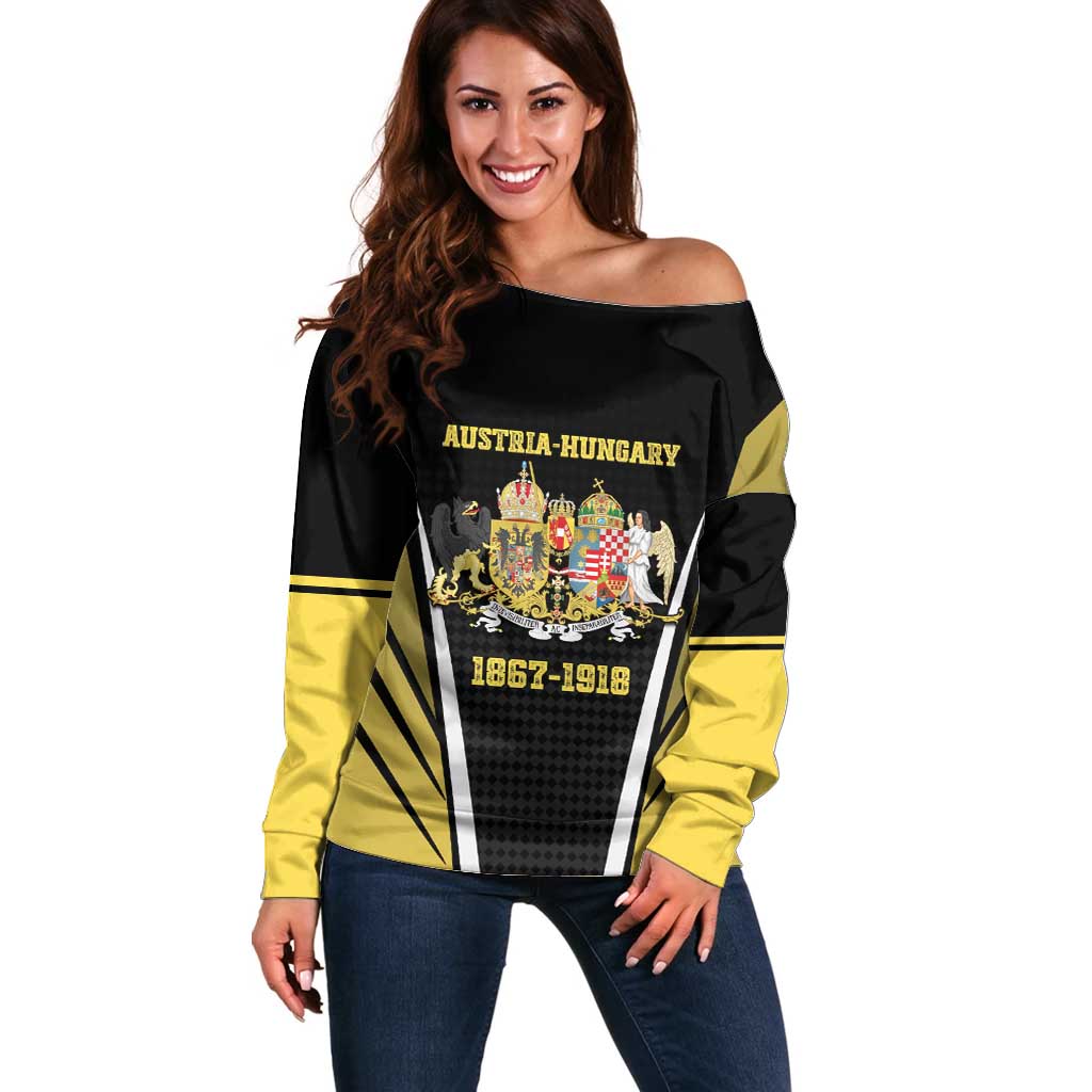 Personalized Austro-Hungarian Empire 1867-1918 Off Shoulder Sweater Flag Color Inspiration - Wonder Print Shop