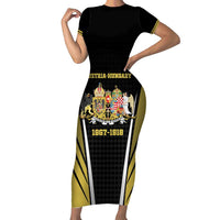 Personalized Austro-Hungarian Empire 1867-1918 Short Sleeve Bodycon Dress Flag Color Inspiration - Wonder Print Shop