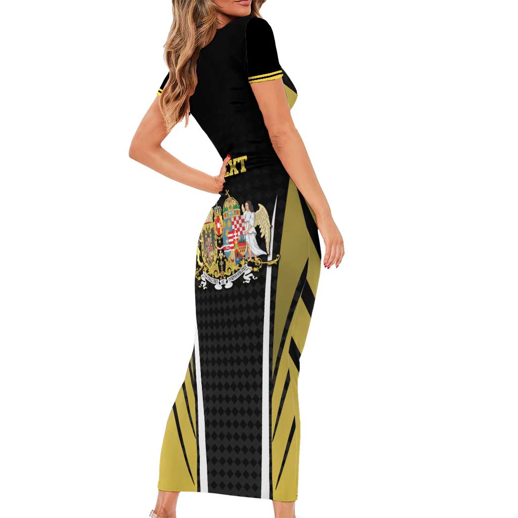 Personalized Austro-Hungarian Empire 1867-1918 Short Sleeve Bodycon Dress Flag Color Inspiration - Wonder Print Shop