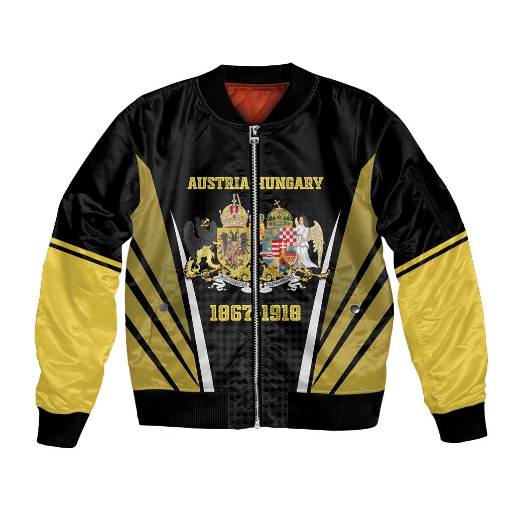 Personalized Austro-Hungarian Empire 1867-1918 Sleeve Zip Bomber Jacket Flag Color Inspiration - Wonder Print Shop